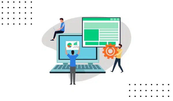 A graphic depicting building custom software.
